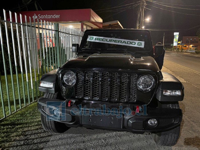 Este es el vehículo recuperado marca Jeep.