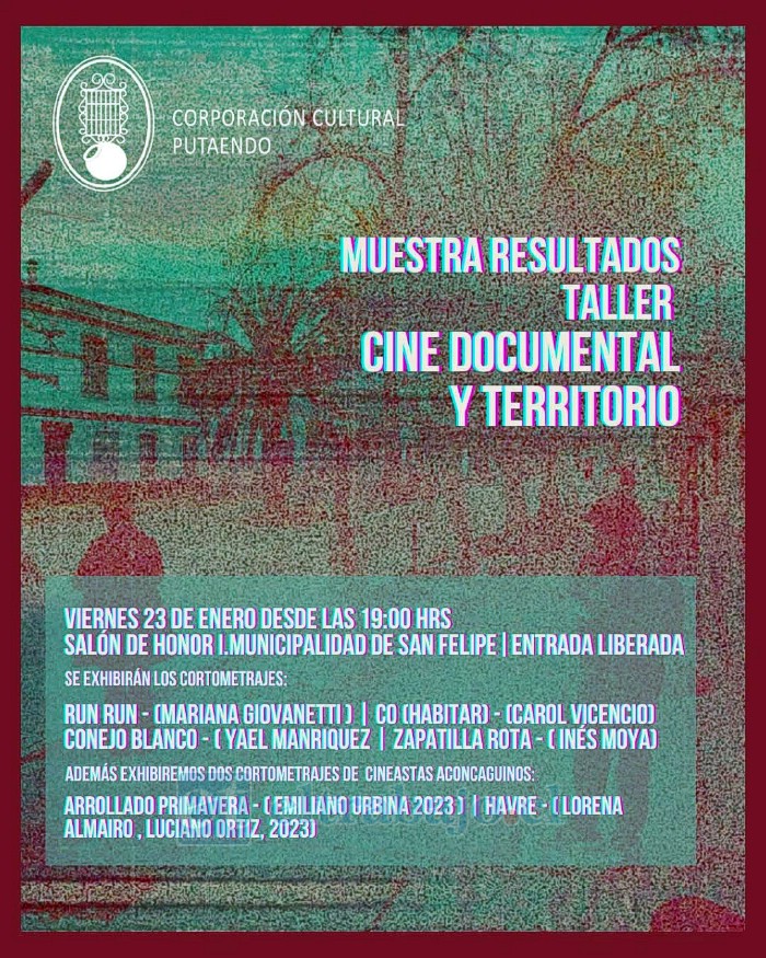 La muestra exhibirá cortometrajes realizados por participantes del Taller Cine Documental y Territorio, proceso formativo desarrollado en el Valle de Aconcagua.