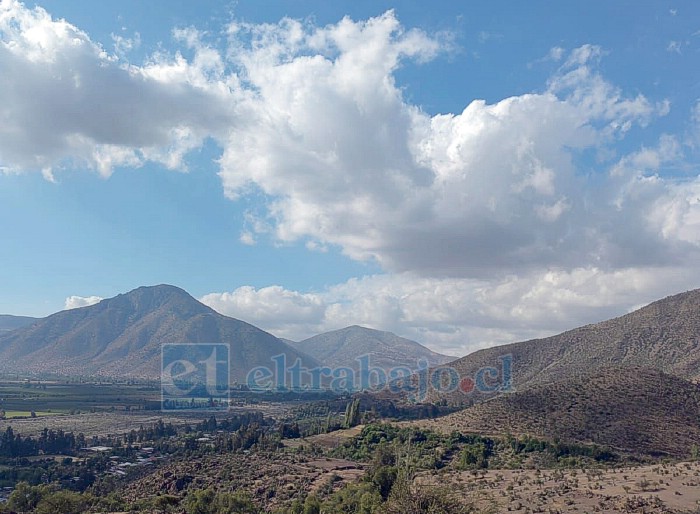 Nubosidad cubrirá el cielo del Valle de Aconcagua durante este jueves 8 de enero, jornada en la que se esperan precipitaciones y posibls tormentas eléctricas en sectores cordilleranos y precordilleranos, previo a un marcado aumento de las temperaturas hacia el fin de semana.