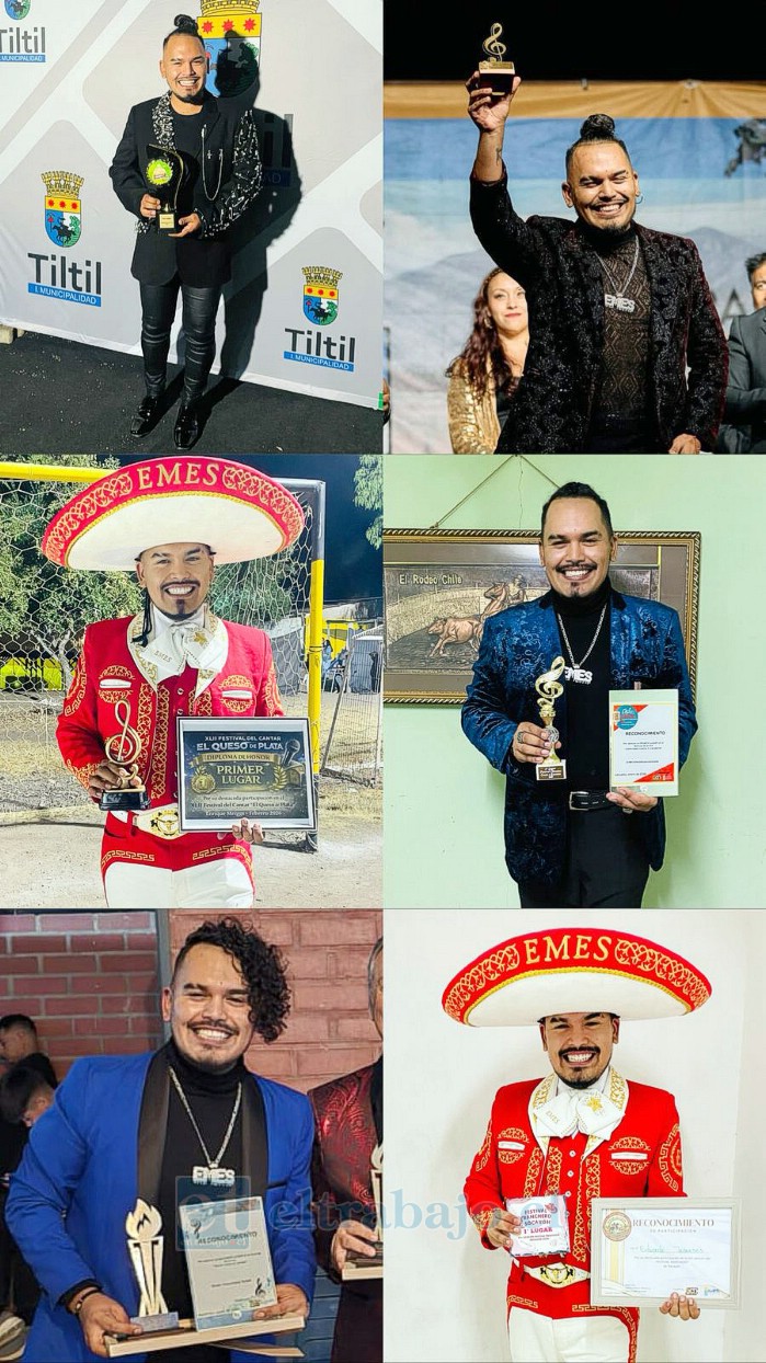 Edu Meneses junto a sus seis trofeos obtenidos en lo que va de 2026.