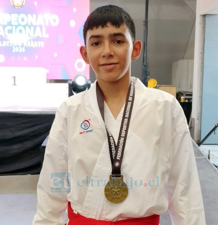 Lorenzo Lobos Rodríguez se coronó campeón en la categoría Kumite Oficial Under 14 -45 kilos, representando a la escuela Jiyukan de Llay Llay.