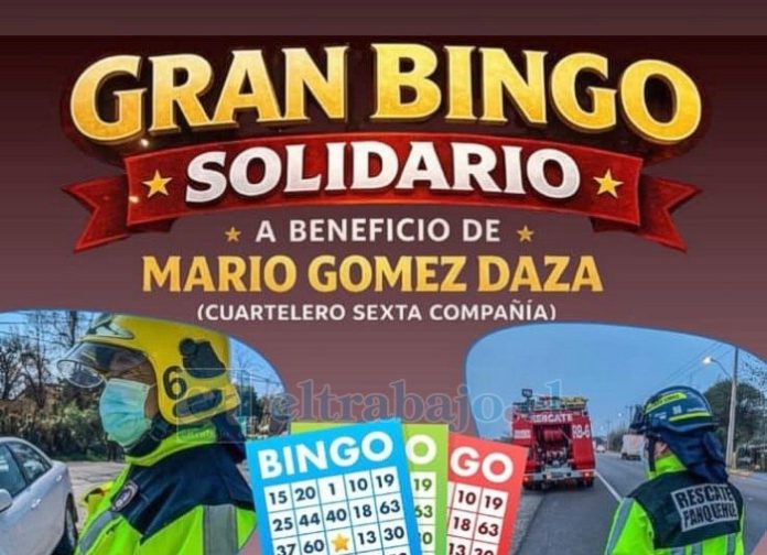Mario Gómez Daza, cuartelero de la Sexta Compañía del Cuerpo de Bomberos de San Felipe, será el beneficiado del bingo solidario que se realizará este sábado en Panquehue para apoyar sus tratamientos médicos.