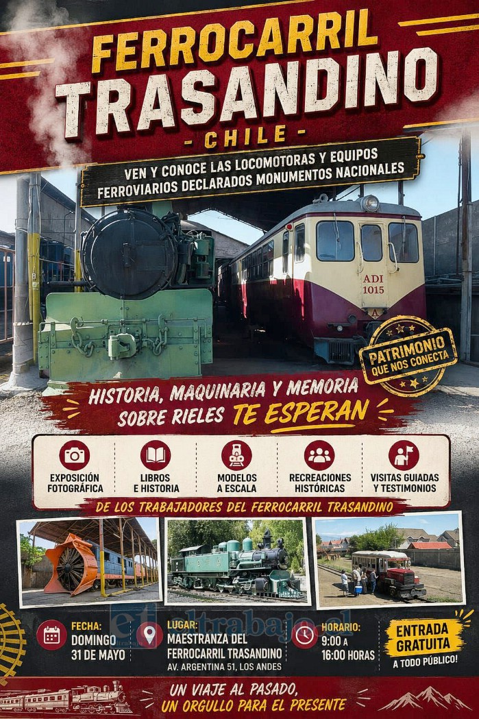 La ex Maestranza del Ferrocarril Trasandino abrirá sus puertas este domingo para mostrar parte del patrimonio ferroviario del Valle de Aconcagua.