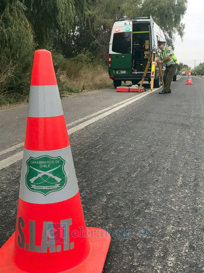 SIAT de Carabineros investiga accidente fatal en el sector de 21 de Mayo (Imagen de archivo).