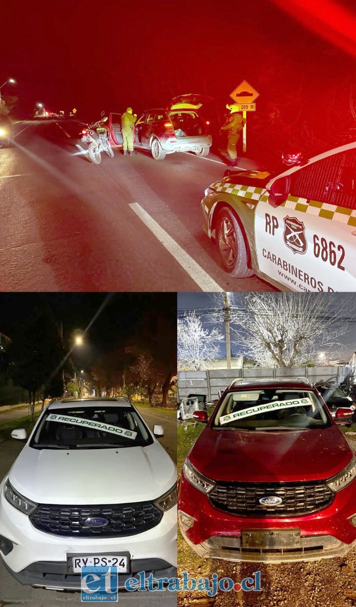 Dos vehículos robados recuperó Carabineros de San Felipe. 