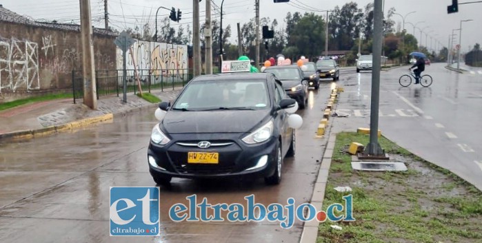 Colectiveros de San Felipe participaron en la caravana realizada por las calles de la comuna para conmemorar el Día Nacional del Colectivo.