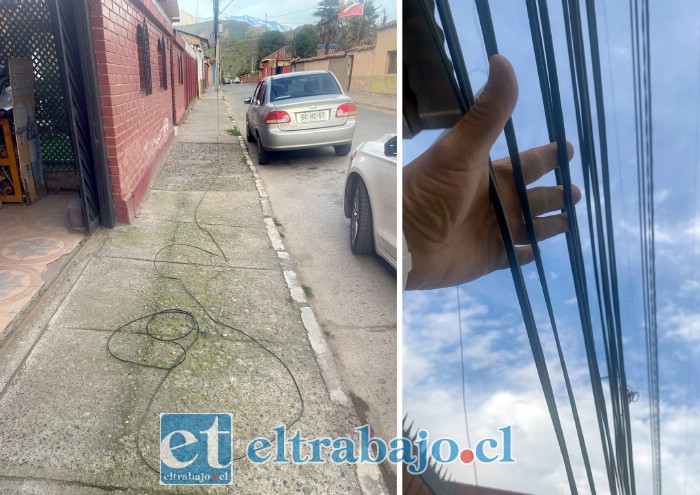 A la izquierda un cable en el suelo, verdadero peligro para transeúntes, especialmente menores y adultos mayores. 
