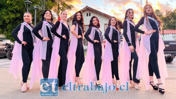 Las ocho candidatas que participaron en la gran final de la tercera edición de Miss Calle Larga, tras cuatro meses de preparación y actividades formativas.