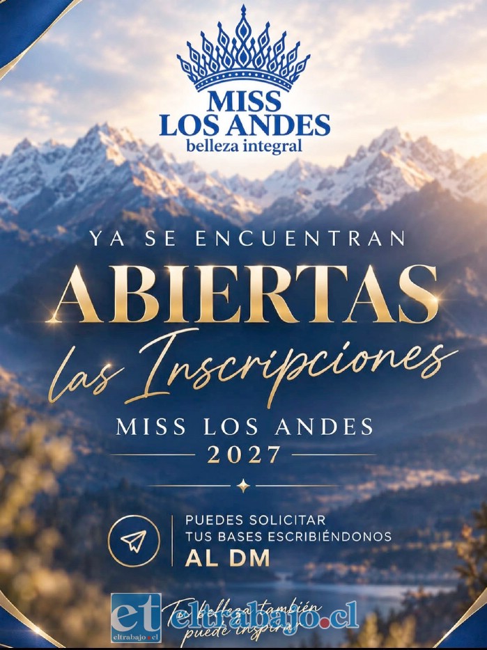 Las postulaciones para una nueva edición de Miss Los Andes ya están abiertas. Las interesadas pueden solicitar las bases a través de Instagram, en la cuenta @misslosandes.