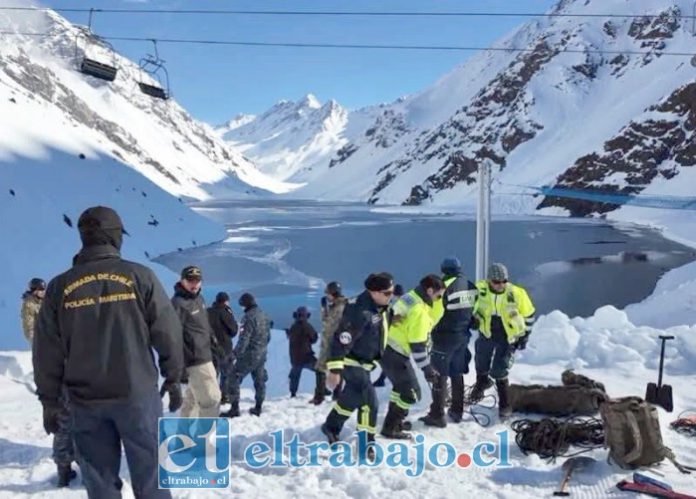 Equipos especializados trabajando en la Laguna del Inca.